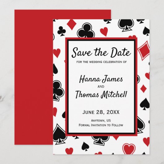 Casino Theme Las Vegas Wedding Save the Date (Voorkant / Achterkant)
