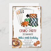 Casino theme party Invitation Kaart (Voorkant / Achterkant)