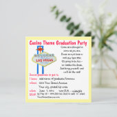 Casino Theme Vegas Style Graduation Party Kaart (Staand voorkant)