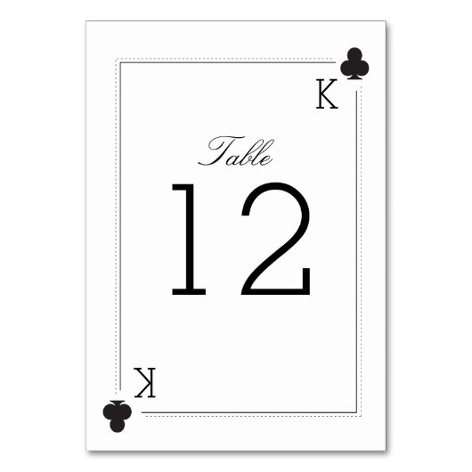 Casino Trouwtafel Nummer Kaart - Clubs (Voorkant)