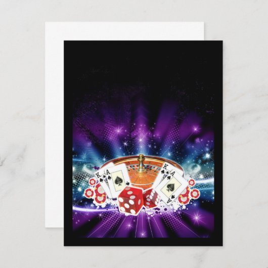 Casino-uitnodiging Kaart (Voorkant / Achterkant)