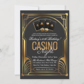 Casino Vegas Black en Gold Birthday Invitation Kaart (Voorkant)