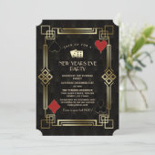  Casino Vegas Gold Gatsby Nieuwjaar Kaart (Staand voorkant)