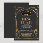 Casino Vegas Gold Uitnodiging Eve New Year (Voorkant / Achterkant)