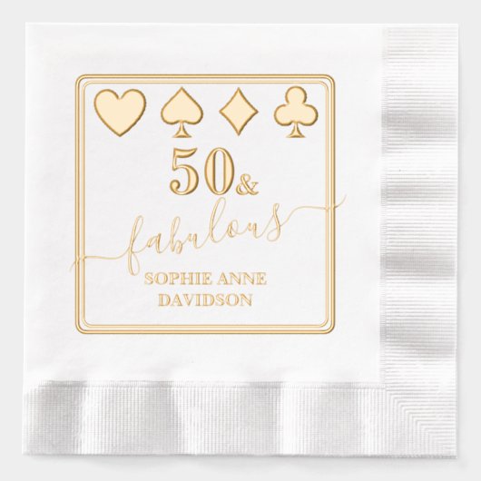 Casino Vegas Goud 50 en Fabulous Vrouw Verjaardag Folie Servetten (Voorkant)