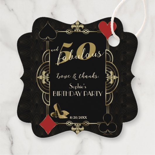 Casino Vegas Poker 50 en Fabulous Verjaardagsfeest Bedankjes Labels (Achterkant)