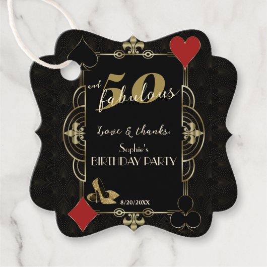 Casino Vegas Poker 50 en Fabulous Verjaardagsfeest Bedankjes Labels (Voorkant)