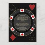 Casino Vegas Poker Chip Huwelijksaccommodatie Informatiekaartje<br><div class="desc">Ons ontwerp is voorzien van een uniek ontwerp van de pokerchip versierd met faux goud voor een luxe touch,  speelkaartenpak,  een gouden Art Deco patroon op zwart als achtergrond. Gebruik de tool Personaliseren om uw gegevens toe te voegen. Ga voor meer informatie naar mijn Poker Casino Collectie.</div>