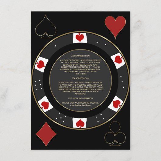 Casino Vegas Poker Chip Trouwaccommodatie Informatiekaartje (Voorkant)
