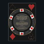 Casino Vegas Poker Chip Trouwaccommodatie Informatiekaartje<br><div class="desc">Ons ontwerp heeft een uniek pokerchipontwerp,  versierd met namaakgoud voor een luxe uitstraling,  speelkaartsymbool en een gouden Art Deco-patroon op zwart als achtergrond. Gebruik de personaliseertool om uw informatie toe te voegen. Bezoek voor meer mijn Poker Casino Collectie.</div>