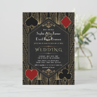 Casino Vegas Roaring 20s Gatsby Art Deco Bruiloft Kaart