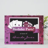 Casino- Vegas stijl Verjaardag uitnodiging (Staand voorkant)