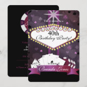 Casino/Vegas style Birthday Invitation Kaart (Voorkant / Achterkant)