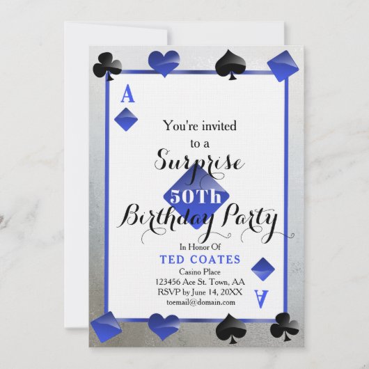 Casino Verjaardag Verrassing Uitnodiging (Voorkant)