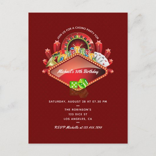 Casino Verjaardagsfeest Briefkaart (Voorkant)