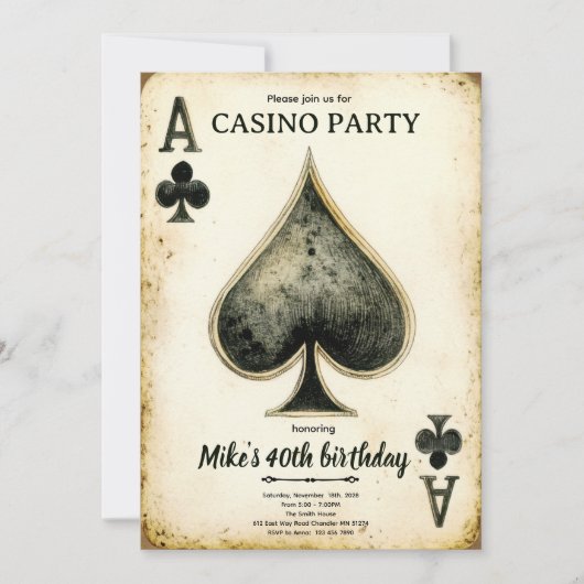 Casino verjaardagsfeest uitnodiging (Voorkant)