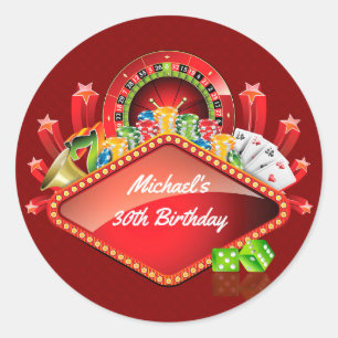 Casino verjaardagsfeestje ronde sticker