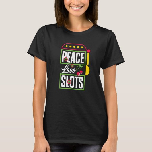 Casino Vrede Liefde Slots Grafische Slot Machine T-shirt (Voorkant)