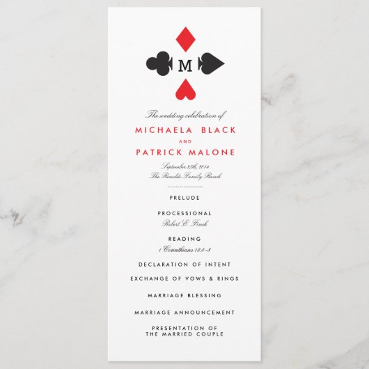 Casino Wedding Programs Programmakaart (Voorkant)