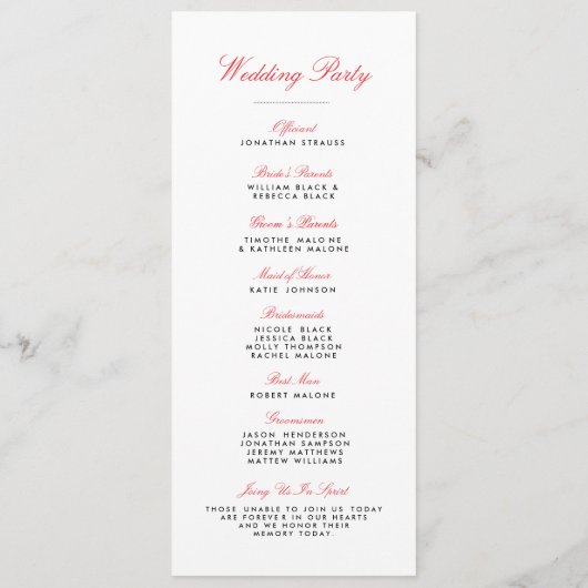 Casino Wedding Programs Programmakaart (Achterkant)