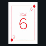 Casino Wedding Table Number Card - Diamonds Kaart<br><div class="desc">Elegant en hedendaags casino vormden het trouwontwerp rood,  zwart en wit van Shelby Allison. Klik op de link Casino Wedding Collectie om overeenkomende objecten met uitzichten,  zoals uitnodigingen,  rsvp-kaarten,  gunsten,  stickers en nog veel meer aan te passen.</div>