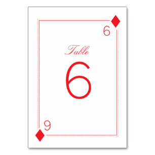Casino Wedding Table Number Card - Diamonds Kaart
