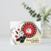 casino - wedstrijd voor volwassenen - verjaardagsd uitnodiging briefkaart (Staand voorkant)