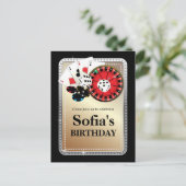 casino - wedstrijd voor volwassenen - verjaardagsd uitnodiging briefkaart (Staand voorkant)