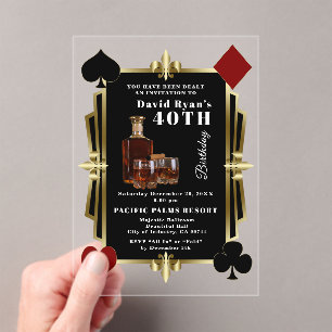 Casino Whiskey En Sigaren Gatsby 40e Verjaardag  Acryl Uitnodigingen