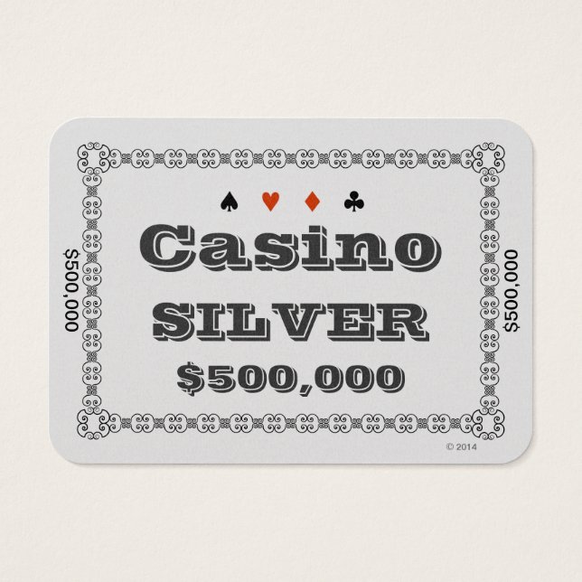 Casino ~ ZILVER ~ Poker Chip Plaque $500K (100ct) Visitekaartje (Achterkant)