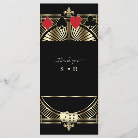 CasinoGold Black Art Deco Roaring 20s Wedding Menu (Achterkant)