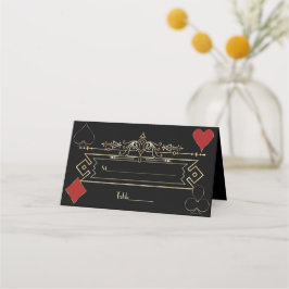 CasinoGold Black Art Deco Roaring 20s Wedding Plaatskaartje