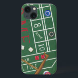 Casinokraps-tafel met fiches en dobbelstenen Case-Mate iPhone case<br><div class="desc">Zorg ervoor dat Lady Luck aan jouw kant staat met dit schilderij van een craps-tafel door Chariklia Zarris. De dobbelstenen zijn gegooid en worden verzameld, samen met eventuele verloren inzetten. Plaats deze actievolle print vandaag nog aan de muur!</div>