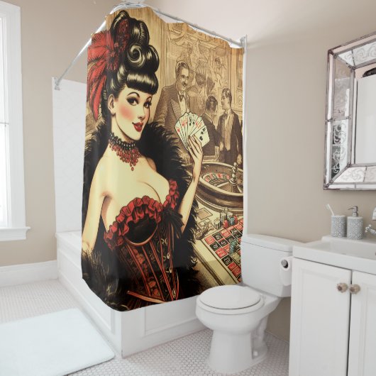 casinomeisje douchegordijn (In situ)