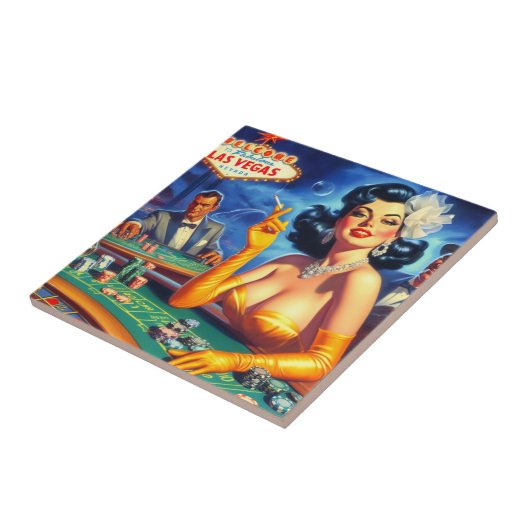 casinovrouw tegeltje (Zijkant)