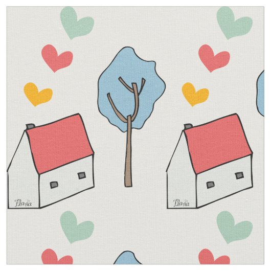 Casita corazones stof (Close Up)