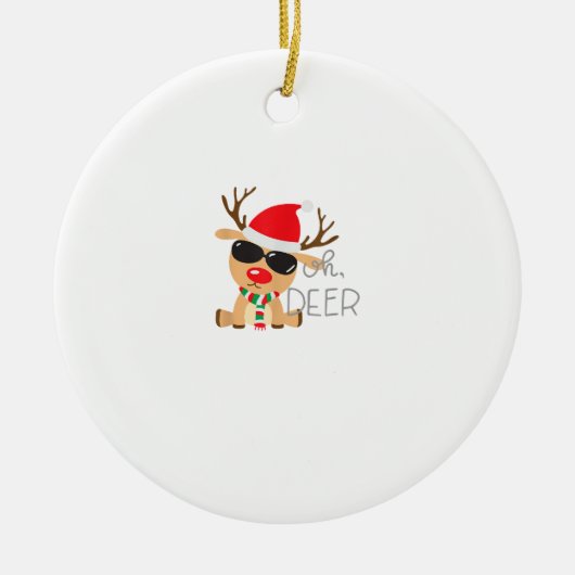 Casj Boys Unisex Adults Reindeer Small Short Sleev Keramisch Ornament (Voorkant)