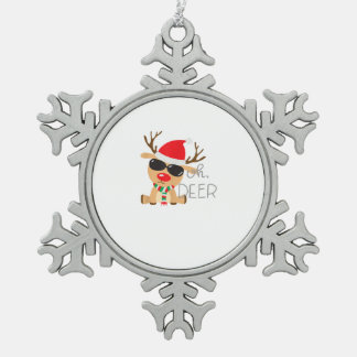 Casj Boys Unisex Volwassenen Rendier Kleine Korte  Tin Sneeuwvlok Ornament