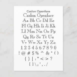 Caslon Openface - Zazzle Font Sampler Blad Briefkaart