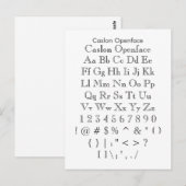 Caslon Openface - Zazzle Font Sampler Blad Briefkaart (Voorkant / Achterkant)