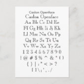 Caslon Openface - Zazzle Font Sampler Blad Briefkaart (Voorkant)