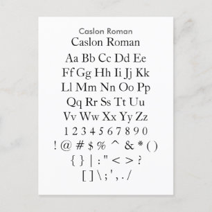 Caslon Roman - het Blad van de Steekproef van de D Briefkaart