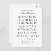 Caslon Roman - het Blad van de Steekproef van de D Briefkaart (Voorkant / Achterkant)