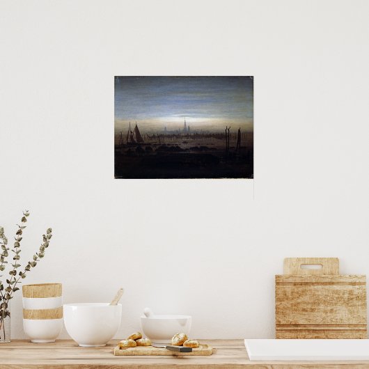 Caspar David Friedrich Greifswald in Moonlight Poster (Keuken)