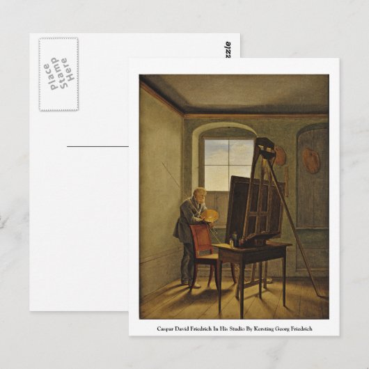Caspar David Friedrich in zijn Studio Briefkaart (Voorkant / Achterkant)