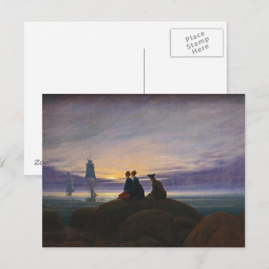 Caspar David Friedrich - Moonrise over het Zee Briefkaart (Voorkant / Achterkant)