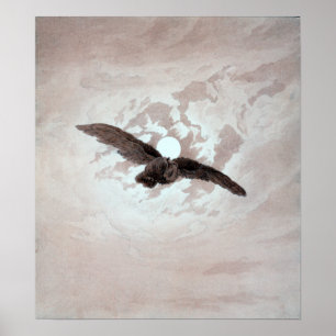 Caspar David Friedrich Owl vecht tegen Moonlit Poster