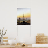 Caspar David Friedrich Ships in de haven Poster (Keuken)