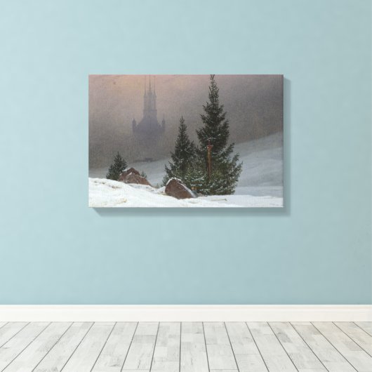 Caspar David Friedrich - Winterlandschap Canvas Afdruk (Insitu (Houten vloer))