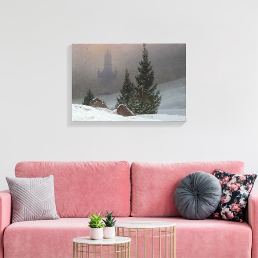 Caspar David Friedrich - Winterlandschap Canvas Afdruk (Insitu (Woonkamer))